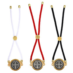 St. Benedict Two-Tone Medal Cord Auto Ornament Assortment (3 Asst) - 12/pk