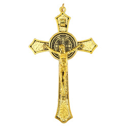 St. Benedict Antique Gold Crucifix - 10/pk