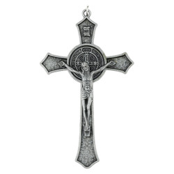 St. Benedict Antique Silver Crucifix - 10/pk