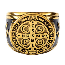 St. Benedict Men's Gold Ring Assortment (5 Asst) - 10/pk