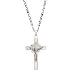 Large St. Benedict Stainless Steel Crucifix Pendant - 2/pk
