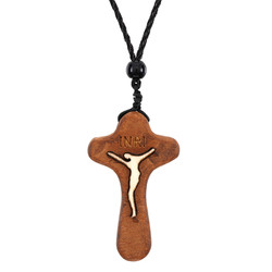Wood Handheld Crucifix Pendant - 12/pk