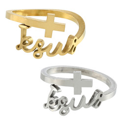 Adjustable Jesus Cross Ring Assortment (2 Asst) - 18/pk