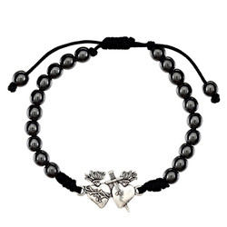 Sacred Hearts Hematite Bracelet - 12/pk