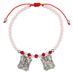 White/Red Faceted Scapular Cord Bracelet - 8/pk