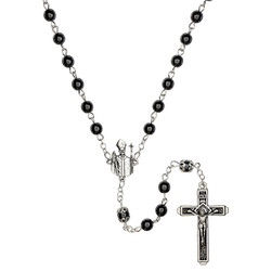 Pope Leo XIV Hematite Rosary - 4/pk