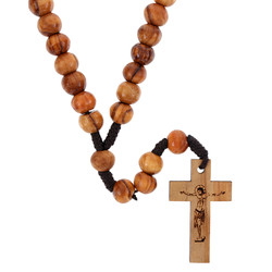 Olive Wood Corded Wood Rosary
