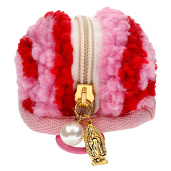 Our Lady of Guadalupe Pearl Fuzzy Rosary Case with Clip - 3/pk