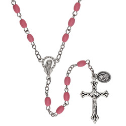 Pink Guardian Angel Medal Rosary - 10/pk