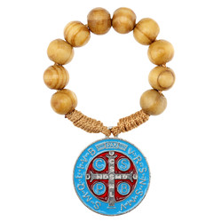 St. Benedict Corded Wood Rosary Ring - 12/pk