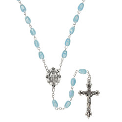 Iridescent Blue Crystal Fancy Miraculous Rosary - 2/pk