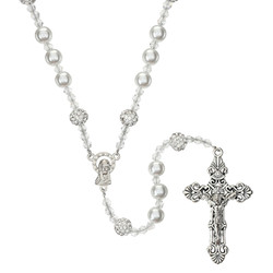 Pearl and Crystal Lasso Rosary