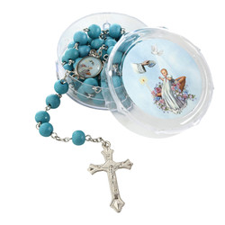 Blue Baptism Rosary with Case - 12/pk