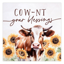 Cow-nt Your Blessings Wood Block