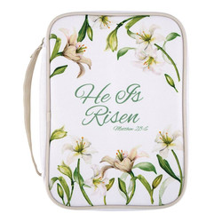 White Bible Cover - He Is Risen