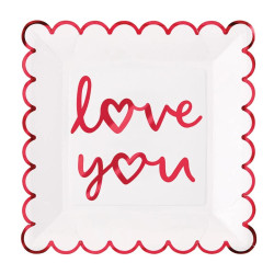 Foil Scalloped Plates - Love You