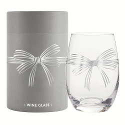 Stemless Wine Glass - Silver Bow