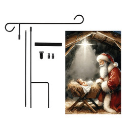 Adoring Santa Garden Flag and Stand Set