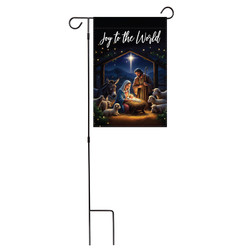 Joy to the World Nativity Garden Flag and Stand Set