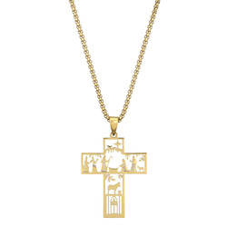 Gold Nativity Cross Pendant - 6/pk