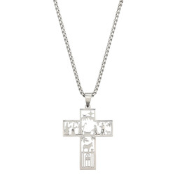 Silver Nativity Cross Pendant - 6/pk