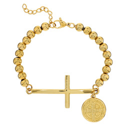 St. Benedict Gold Cross and Medal Bracelet - 4/pk