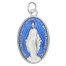 Blue Enamel Miraculous Medal - 25/pk
