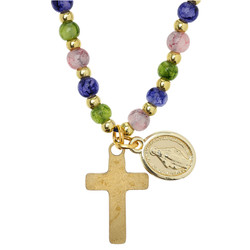 Multicolor Marbled Miraculous Medal and Cross Pendant - 12/pk