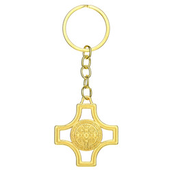 Gold St. Benedict Modern Maltese Cross Key Ring - 12/pk