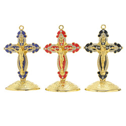 Jeweled Standing Gold Crucifix Assortment (3 Asst) - 12/pk