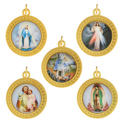 Heart Border Devotional Medal Assortment (5 Asst) - 35/pk