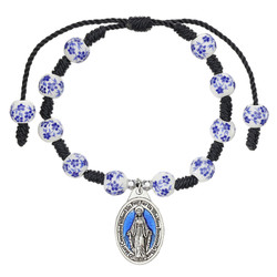 Miraculous Mary Floral Ceramic Bead Rosary Bracelet - 8/pk
