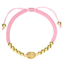 Miraculous Medal Pink Macrame Rosary Bracelet - 12/pk