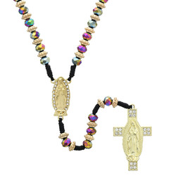 Our Lady of Guadalupe Black Ornate Cord Rosary - 2/pk