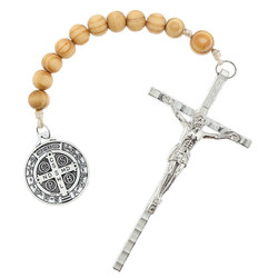 Large Wood St. Benedict One Decade Rosary - 8/pk