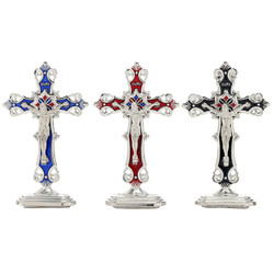 Silver Standing Crucifix Assortment (3 Asst) - 9/pk