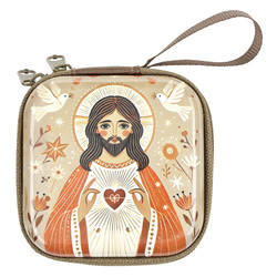 Sacred Heart Zippered Rosary Box - 4/pk