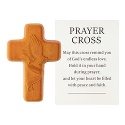 Praying Hands Wood Pocket Cross - 2/pk