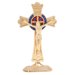 Gold St. Benedict Standing Crucifix - 10/pk