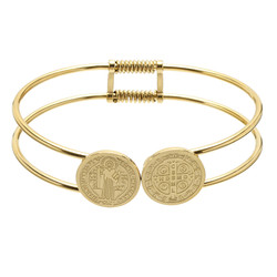Gold St. Benedict Hinged Cuff Bracelet - 2/pk