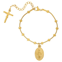 Gold Miraculous Medal Rosary Bracelet 
