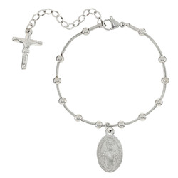 Silver Miraculous Medal Rosary Bracelet 