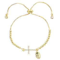 Blessed Mother Beaded Devotional Cross and Medal Bracelet