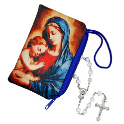 Rosary with Madonna and Child Zippered Case - 10/pk