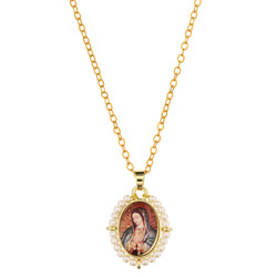 Our Lady of Guadalupe Pearl Border Pendant - 8/pk