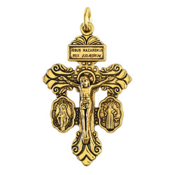 Small Gold Triple Protection Pardon Crucifix - 25/pk