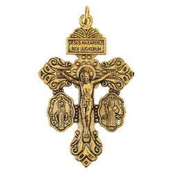 Medium Gold Triple Protection Pardon Crucifix - 25/pk