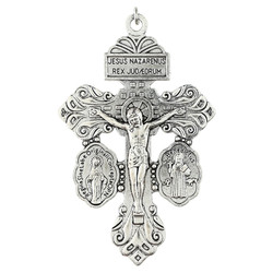 Large Silver Triple Protection Pardon Crucifix - 10/pk