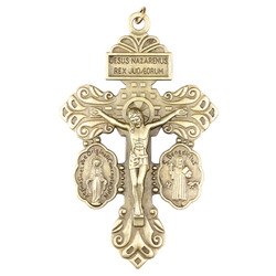 Large Bronze Triple Protection Pardon Crucifix - 10/pk