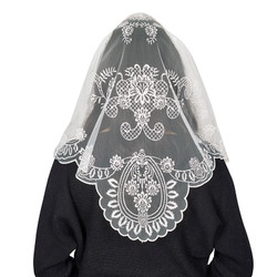 White Ornate Floral Chapel Veil